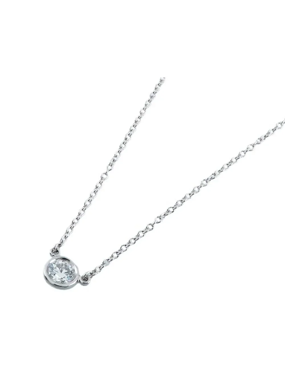 Tiffany & Co by the Yard Pendant Platinum Diamond Elsa Peretti Single Necklace